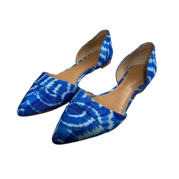 J.Crew Women's Blue and White Tie Dye D'Orsay Flats, Style #C4927, Size 6 - Picture 1 of 12
